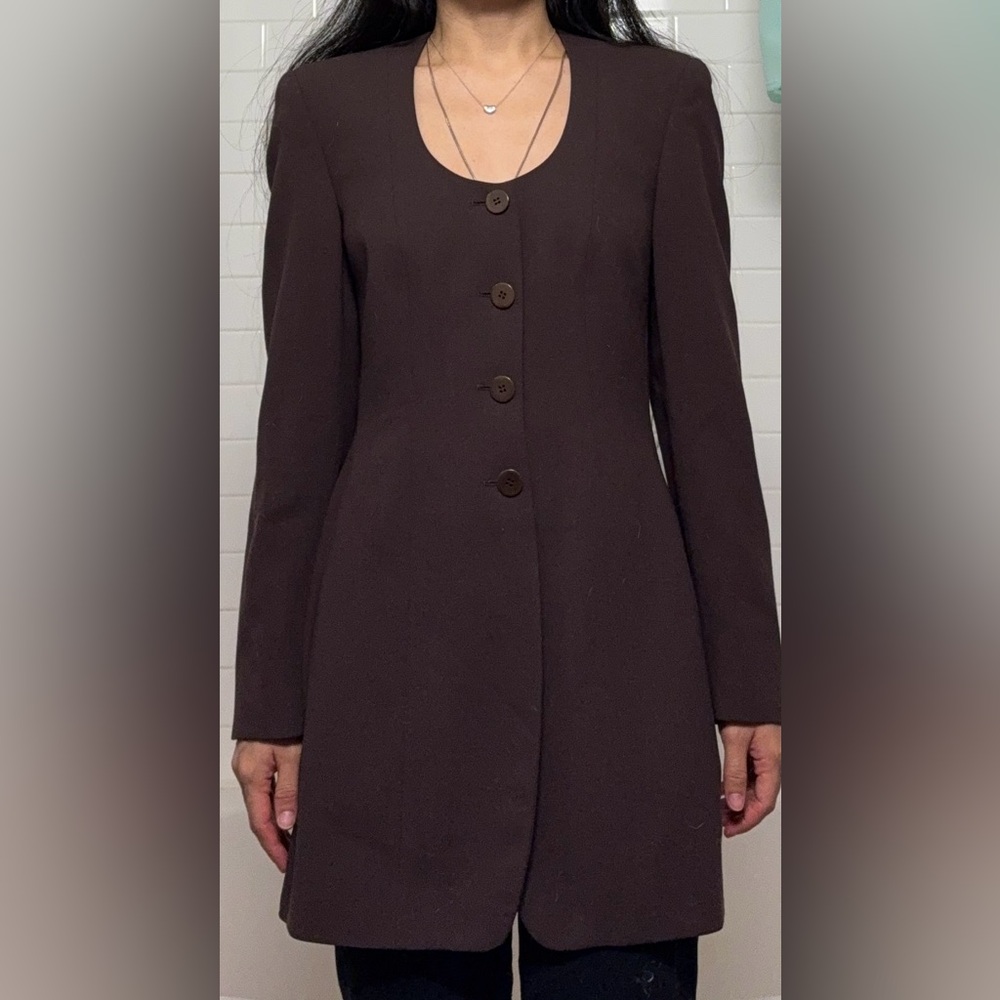 Giorgio Armani brown wool blazer jacket long IT38 XS S